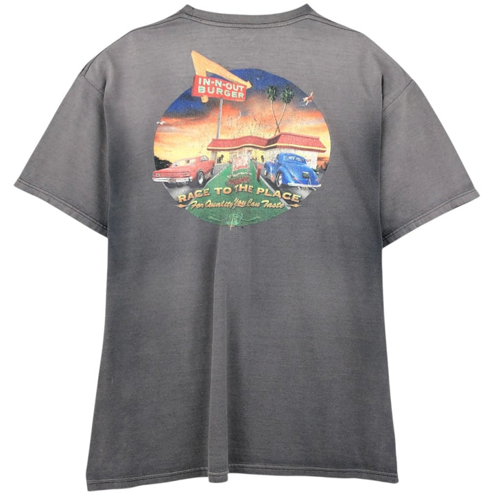 IN-N-OUT BURGER In-and-Out Burger Advertising T-shirt Men's XL size cotton Charcoal Vintage Second Hand