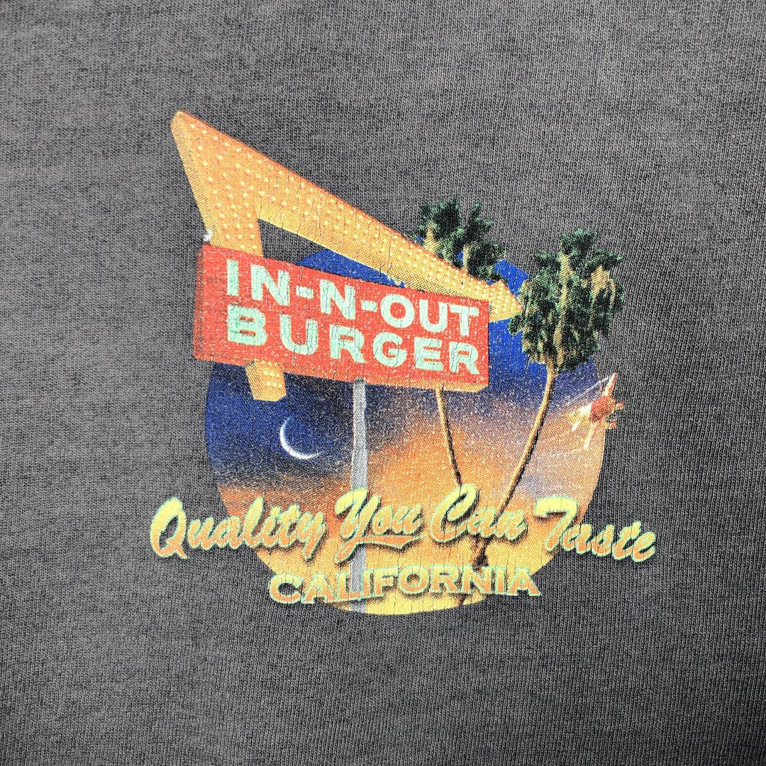 IN-N-OUT BURGER In-and-Out Burger Advertising T-shirt Men's XL size cotton Charcoal Vintage Second Hand