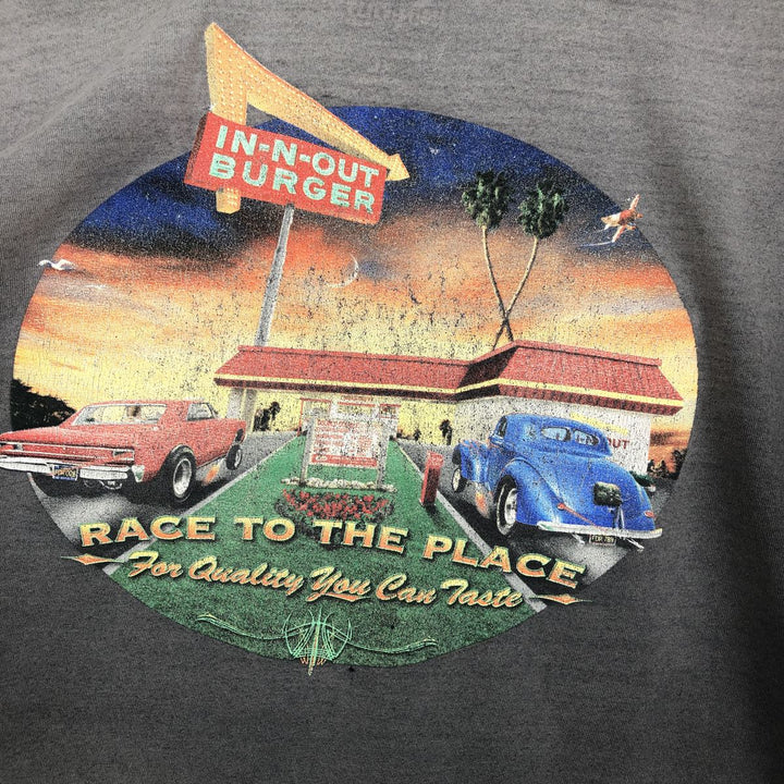 IN-N-OUT BURGER In-and-Out Burger Advertising T-shirt Men's XL size cotton Charcoal Vintage Second Hand