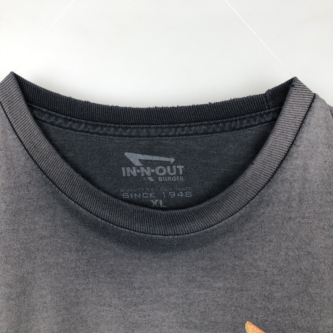 IN-N-OUT BURGER In-and-Out Burger Advertising T-shirt Men's XL size cotton Charcoal Vintage Second Hand