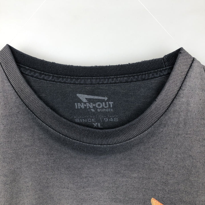 IN-N-OUT BURGER In-and-Out Burger Advertising T-shirt Men's XL size cotton Charcoal Vintage Second Hand