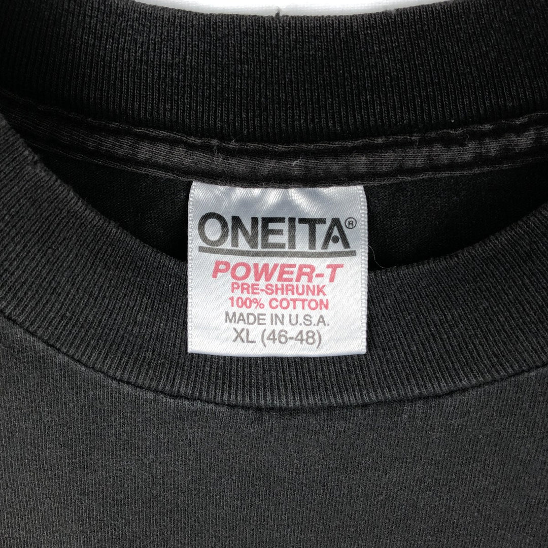 90'S ONEITA Advertising T-Shirt, Made in USA, Men's XL, Vintage cotton black type Vintage Second Hand
