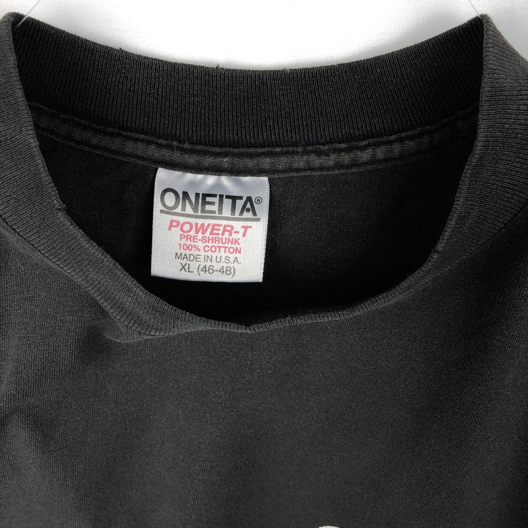 90'S ONEITA Advertising T-Shirt, Made in USA, Men's XL, Vintage cotton black type Vintage Second Hand
