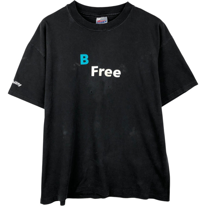 90'S Hanes BEEFY-T BCTEL Mobility Advertising T-Shirt, Made in USA, Men's XL equivalent, Vintage cotton black type Vintage Second Hand