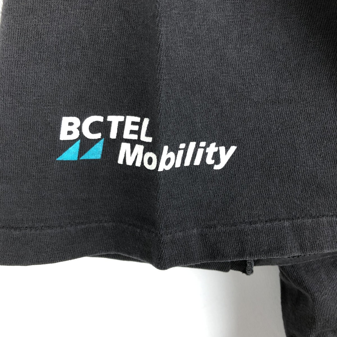 90'S Hanes BEEFY-T BCTEL Mobility Advertising T-Shirt, Made in USA, Men's XL equivalent, Vintage cotton black type Vintage Second Hand