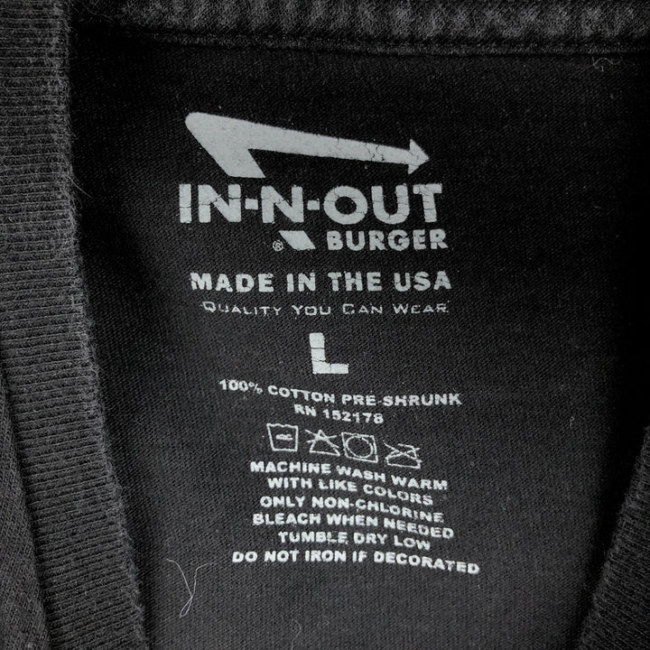 IN-N-OUT BURGER In-N-Out Burger Advertising T-shirt Made in USA Men's L size cotton black type Vintage Second Hand