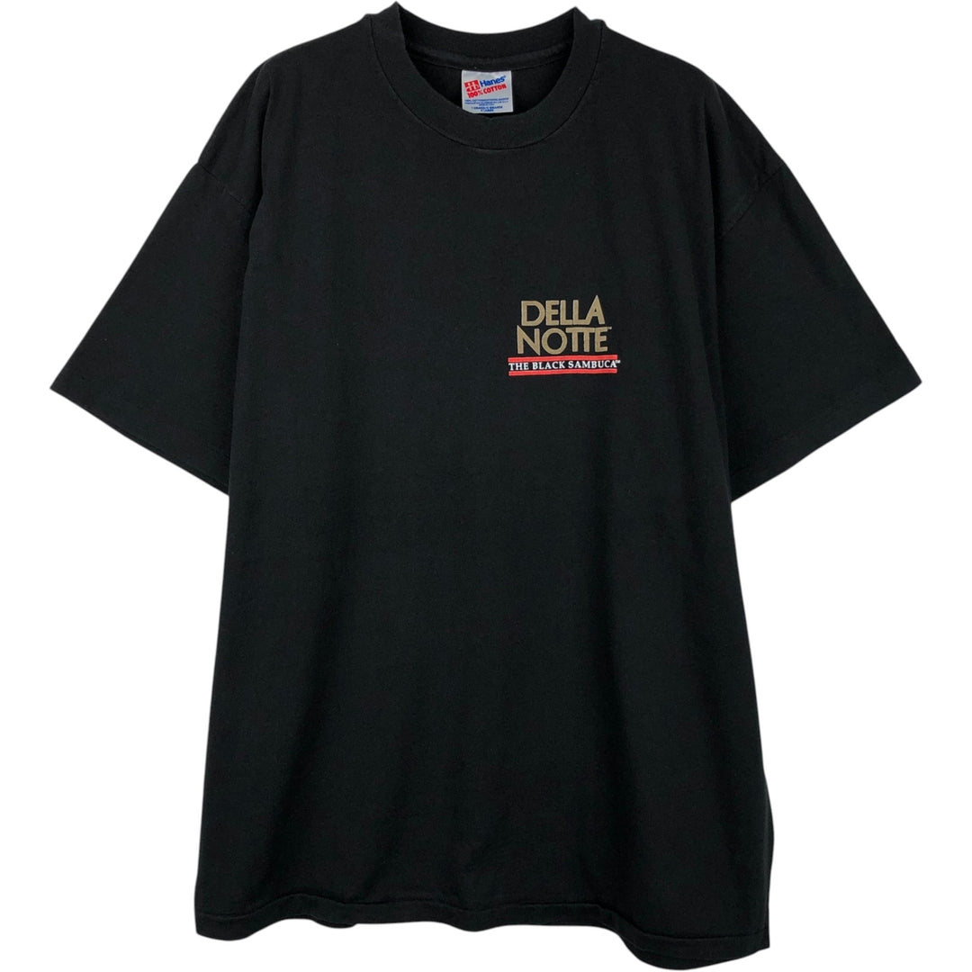 90'S Hanes DELLA NOTTE Advertising T-Shirt, Made in USA, Men's XL equivalent, Vintage cotton black type Vintage Second Hand