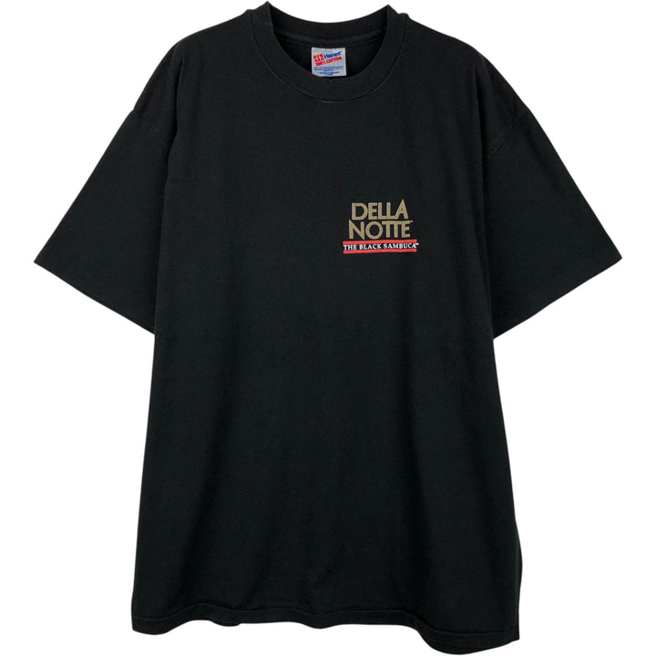 90'S Hanes DELLA NOTTE Advertising T-Shirt, Made in USA, Men's XL equivalent, Vintage cotton black type Vintage Second Hand