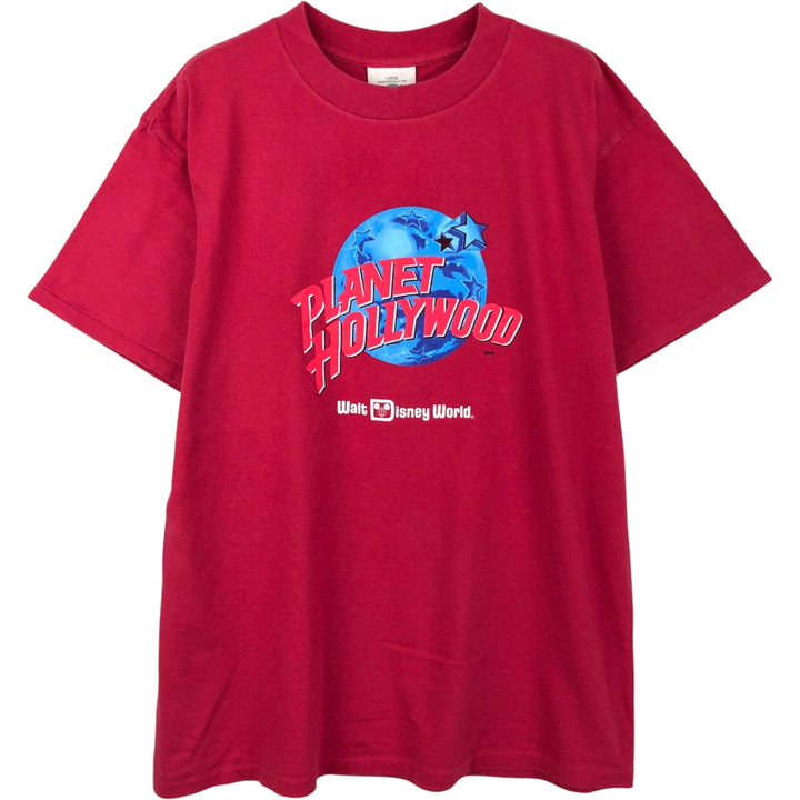 90'S Planet Hollywood Advertising T-Shirt, Made in USA, Men's Size L (approx.), Vintage cotton red type Vintage Second Hand