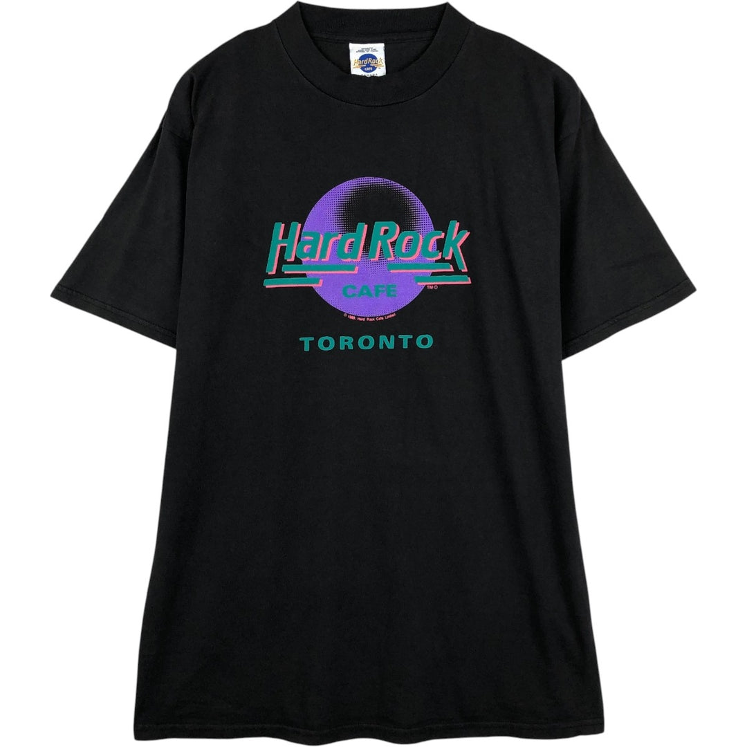 80'S Hard Rock Cafe Advertising T-Shirt, Made in Canada, Men's XL equivalent, Vintage cotton black type Vintage Second Hand
