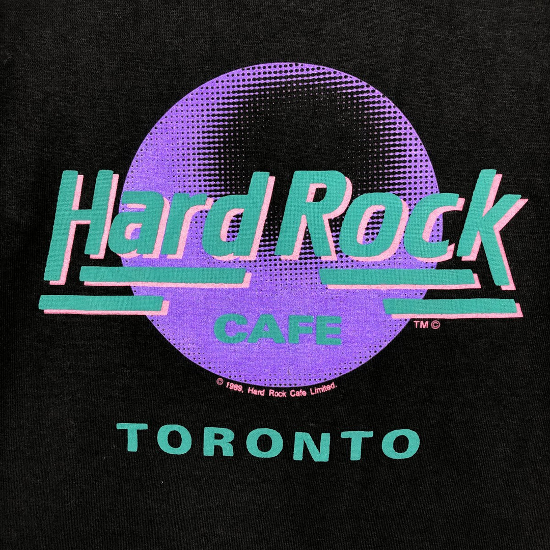 80'S Hard Rock Cafe Advertising T-Shirt, Made in Canada, Men's XL equivalent, Vintage cotton black type Vintage Second Hand