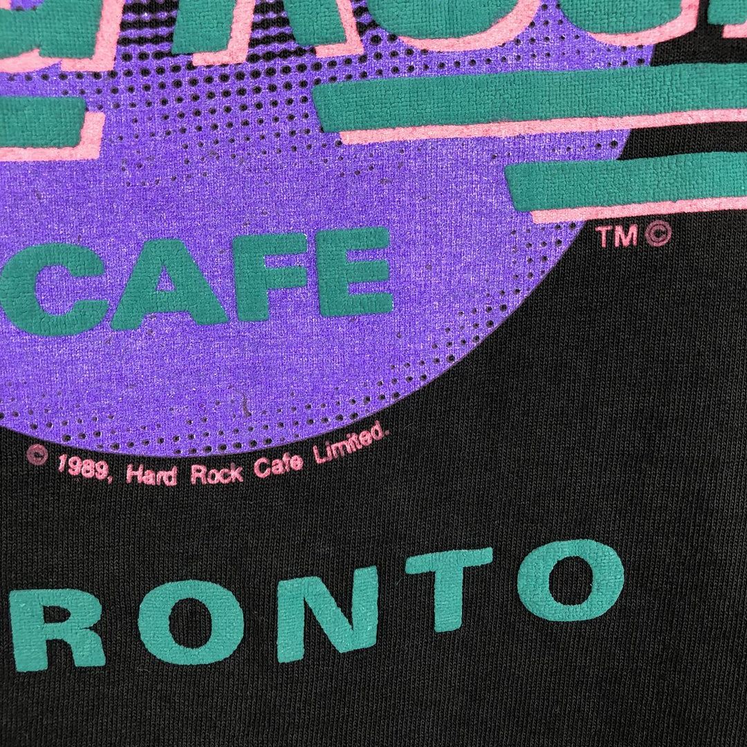80'S Hard Rock Cafe Advertising T-Shirt, Made in Canada, Men's XL equivalent, Vintage cotton black type Vintage Second Hand