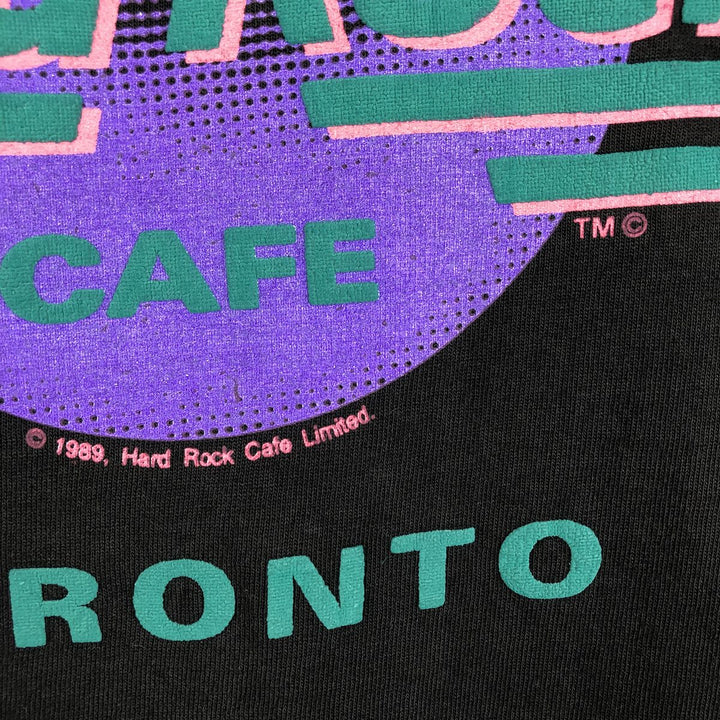 80'S Hard Rock Cafe Advertising T-Shirt, Made in Canada, Men's XL equivalent, Vintage cotton black type Vintage Second Hand