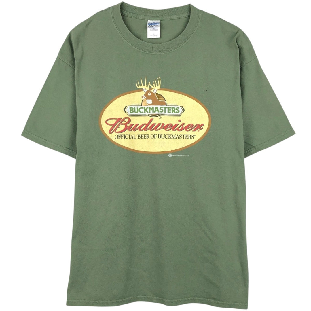 2000'S Gildan BUCKMASTERS advertising T-shirt, men's size XL (approx.) cotton green type Vintage Second Hand