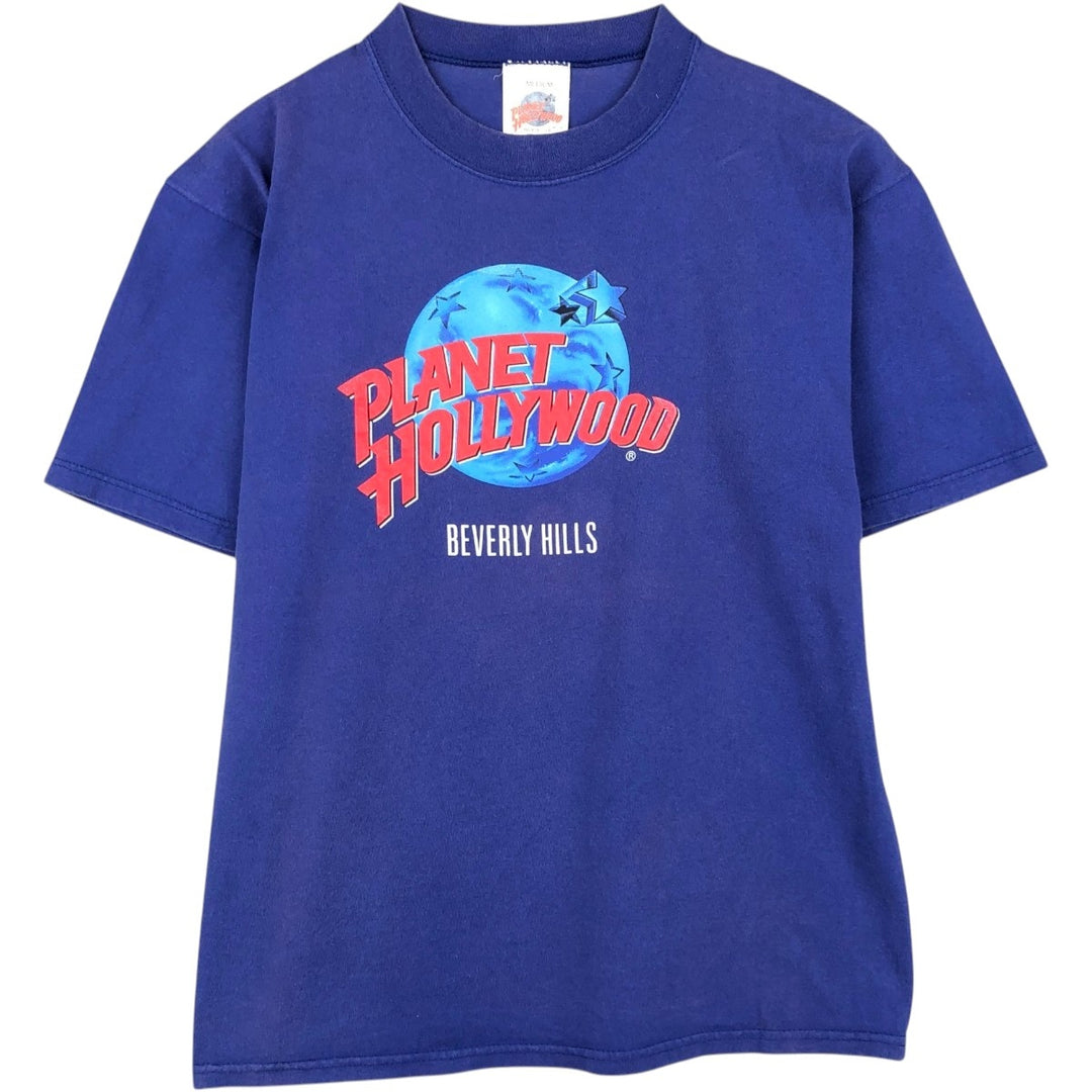 90'S Planet Hollywood Advertising T-Shirt, Made in USA, Men's Size M (approx.), Vintage cotton Purple type blue-purple Vintage Second Hand