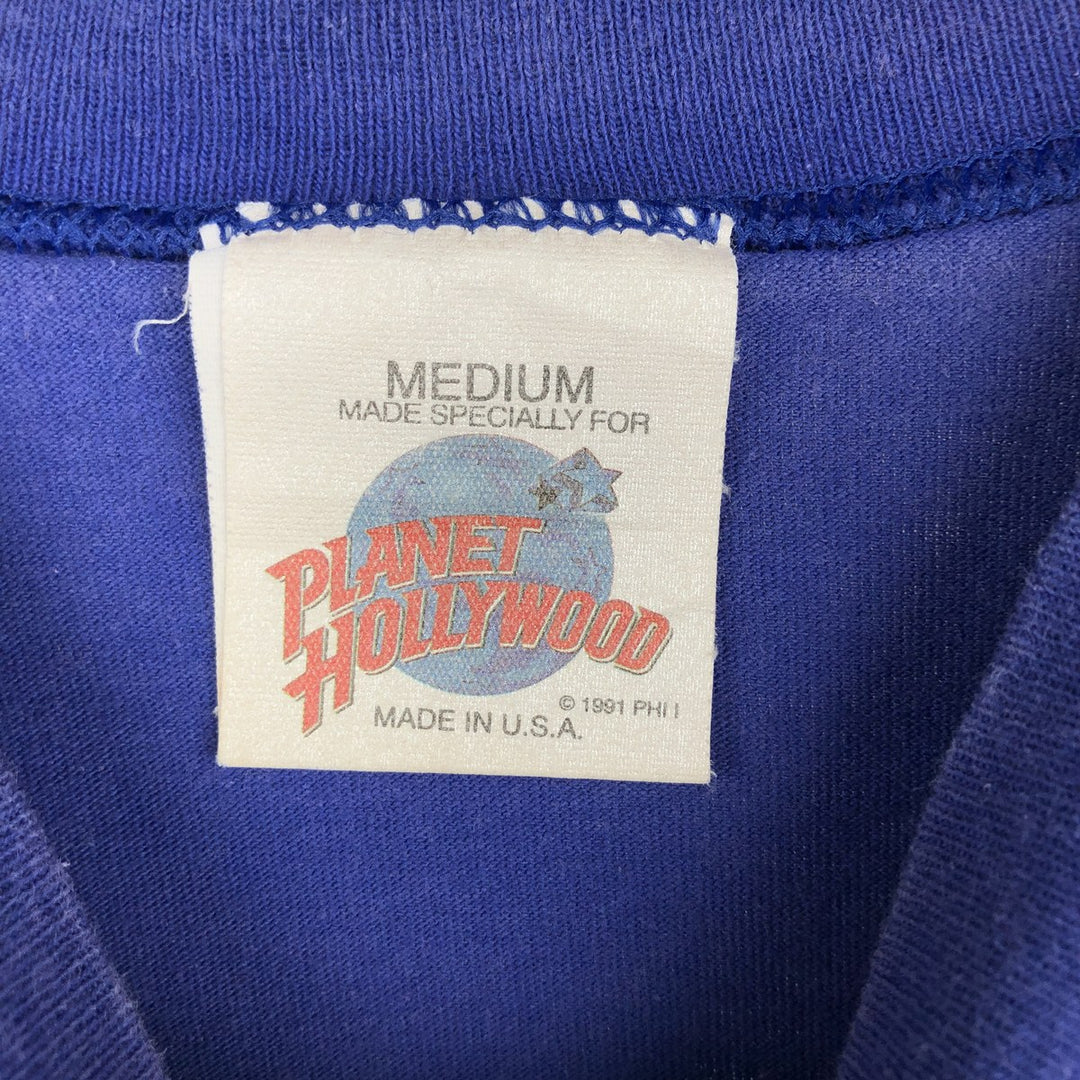 90'S Planet Hollywood Advertising T-Shirt, Made in USA, Men's Size M (approx.), Vintage cotton Purple type blue-purple Vintage Second Hand