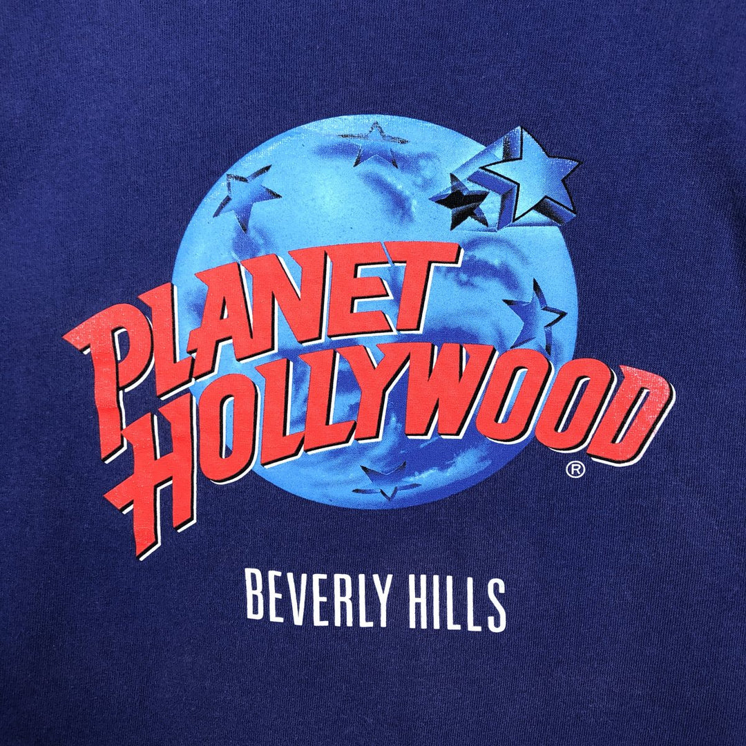90'S Planet Hollywood Advertising T-Shirt, Made in USA, Men's Size M (approx.), Vintage cotton Purple type blue-purple Vintage Second Hand
