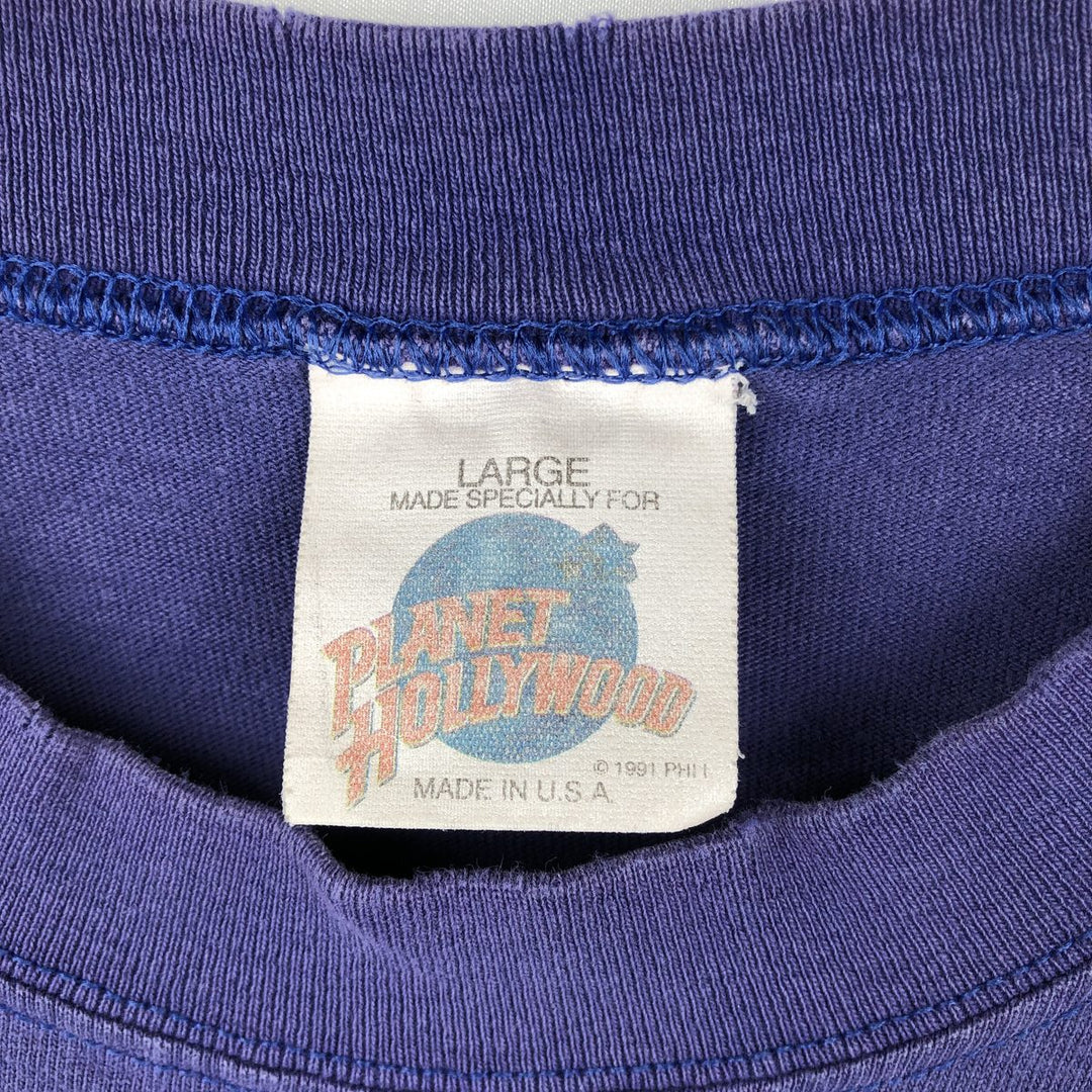 90'S Planet Hollywood Advertising T-Shirt, Made in USA, Men's Size L (approx.), Vintage cotton purple type Vintage Second Hand