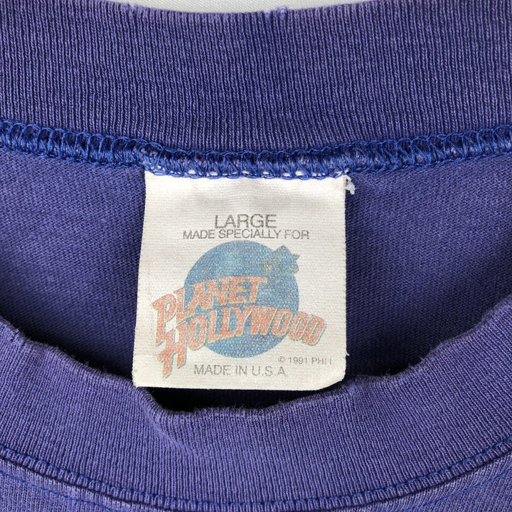 90'S Planet Hollywood Advertising T-Shirt, Made in USA, Men's Size L (approx.), Vintage cotton purple type Vintage Second Hand