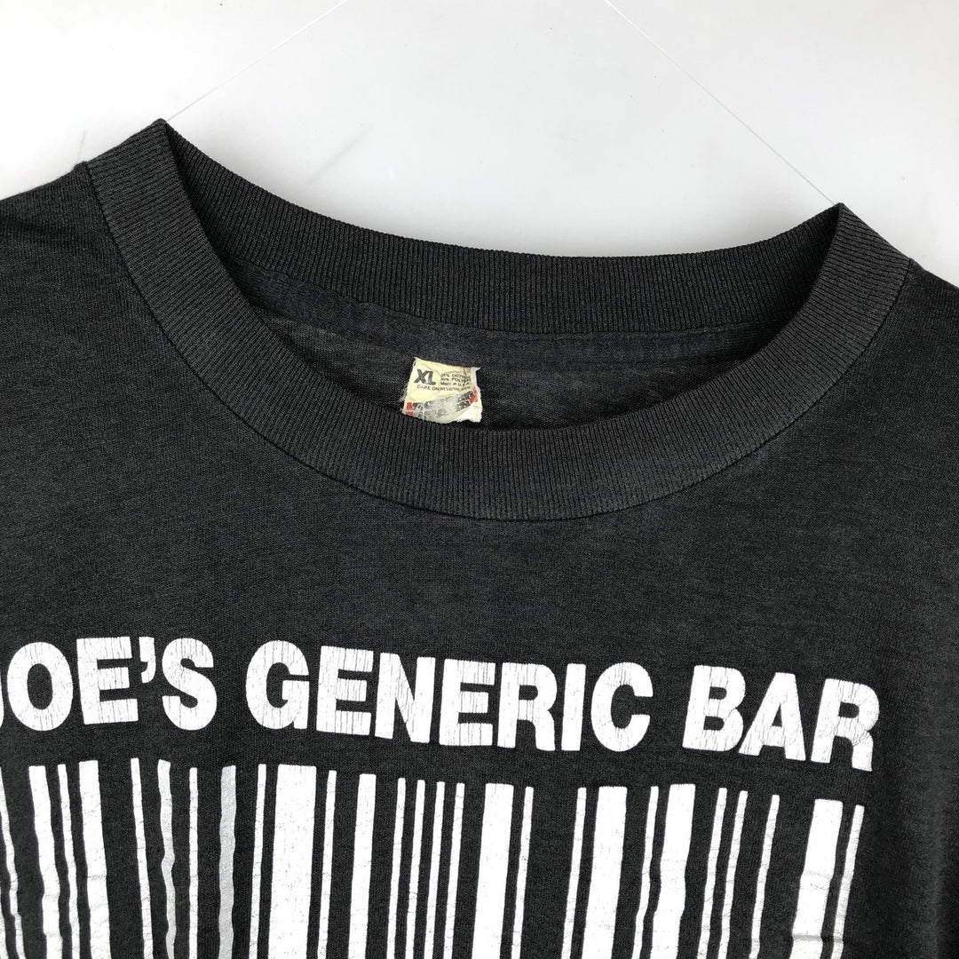 80'S Screen Stars Joe's Generic Bar Advertising T-Shirt, Made in USA, Men's XL equivalent, Vintage cotton black type Vintage Second Hand
