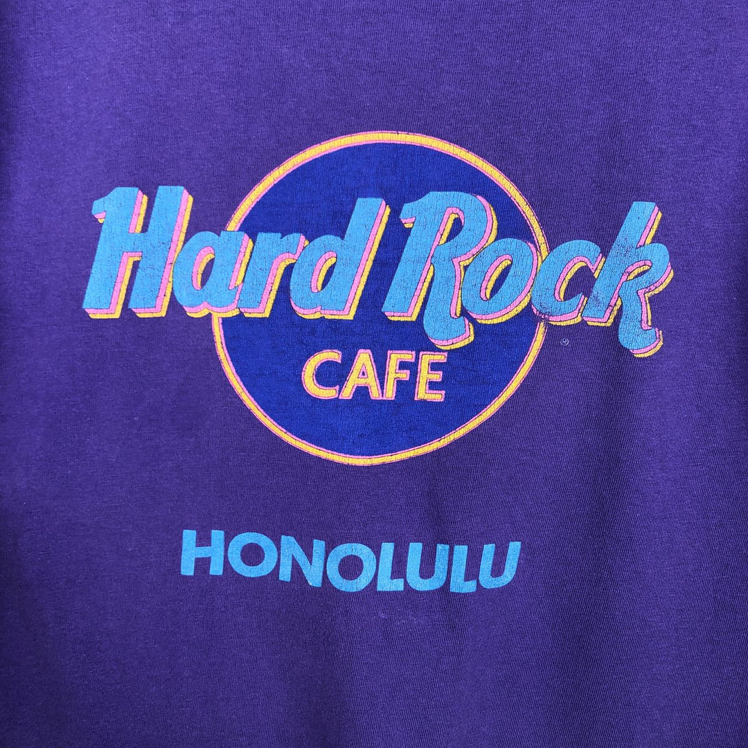 Hanes BEEFY-T HARD ROCK CAFE advertising T-shirt, made in the USA, men's size M (approx.) cotton purple type Vintage Second Hand