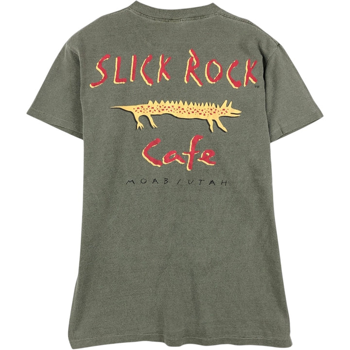 SPEICOR SLICK ROCK CAFE Advertising T-Shirt, Made in USA, Men's Size M (equivalent) cotton Khaki type Vintage Second Hand