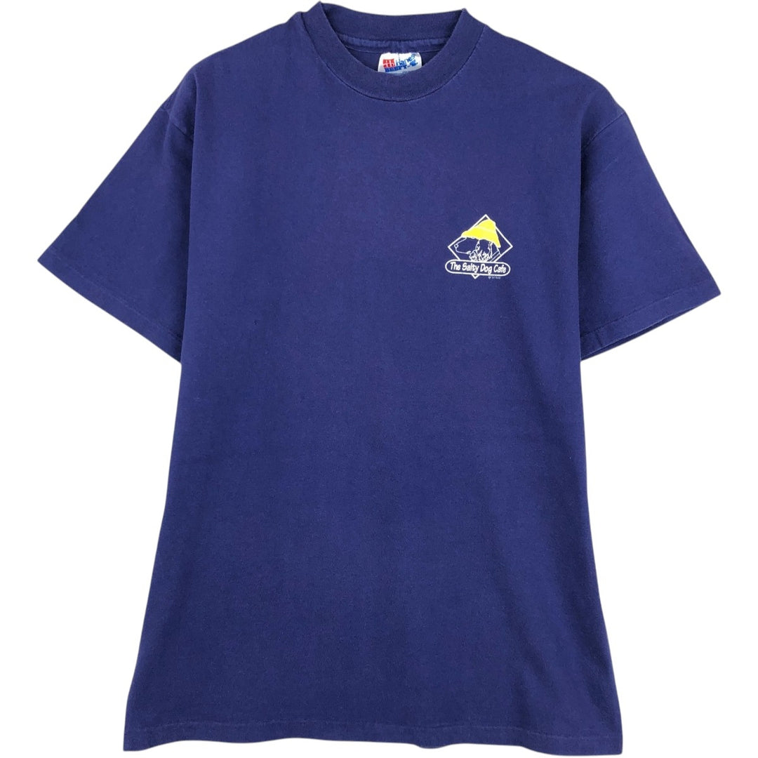 80'S Hanes BEEFY-T Salty Dog Cafe Advertising T-Shirt, Made in USA, Men's Size M (approx.), Vintage cotton blue type Vintage Second Hand