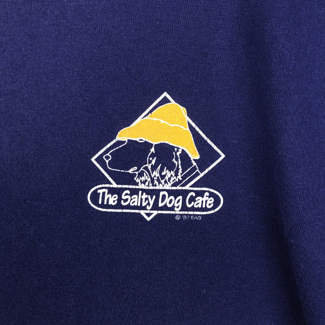 80'S Hanes BEEFY-T Salty Dog Cafe Advertising T-Shirt, Made in USA, Men's Size M (approx.), Vintage cotton blue type Vintage Second Hand