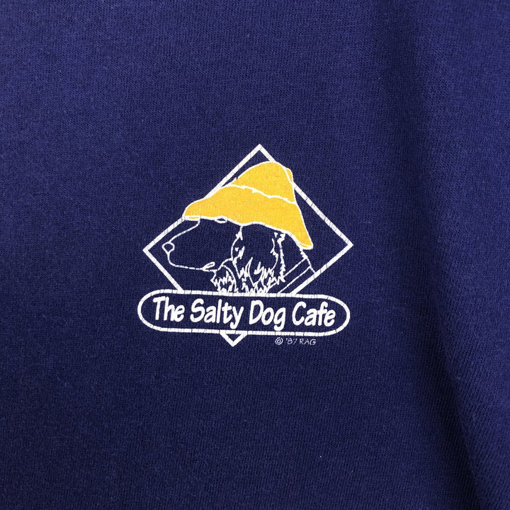 80'S Hanes BEEFY-T Salty Dog Cafe Advertising T-Shirt, Made in USA, Men's Size M (approx.), Vintage cotton blue type Vintage Second Hand