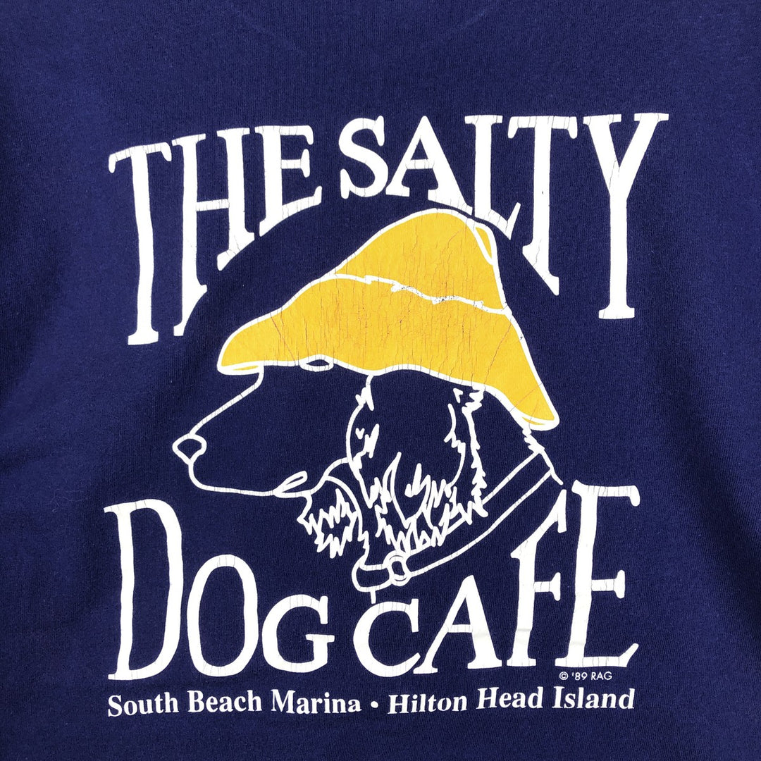 80'S Hanes BEEFY-T Salty Dog Cafe Advertising T-Shirt, Made in USA, Men's Size M (approx.), Vintage cotton blue type Vintage Second Hand