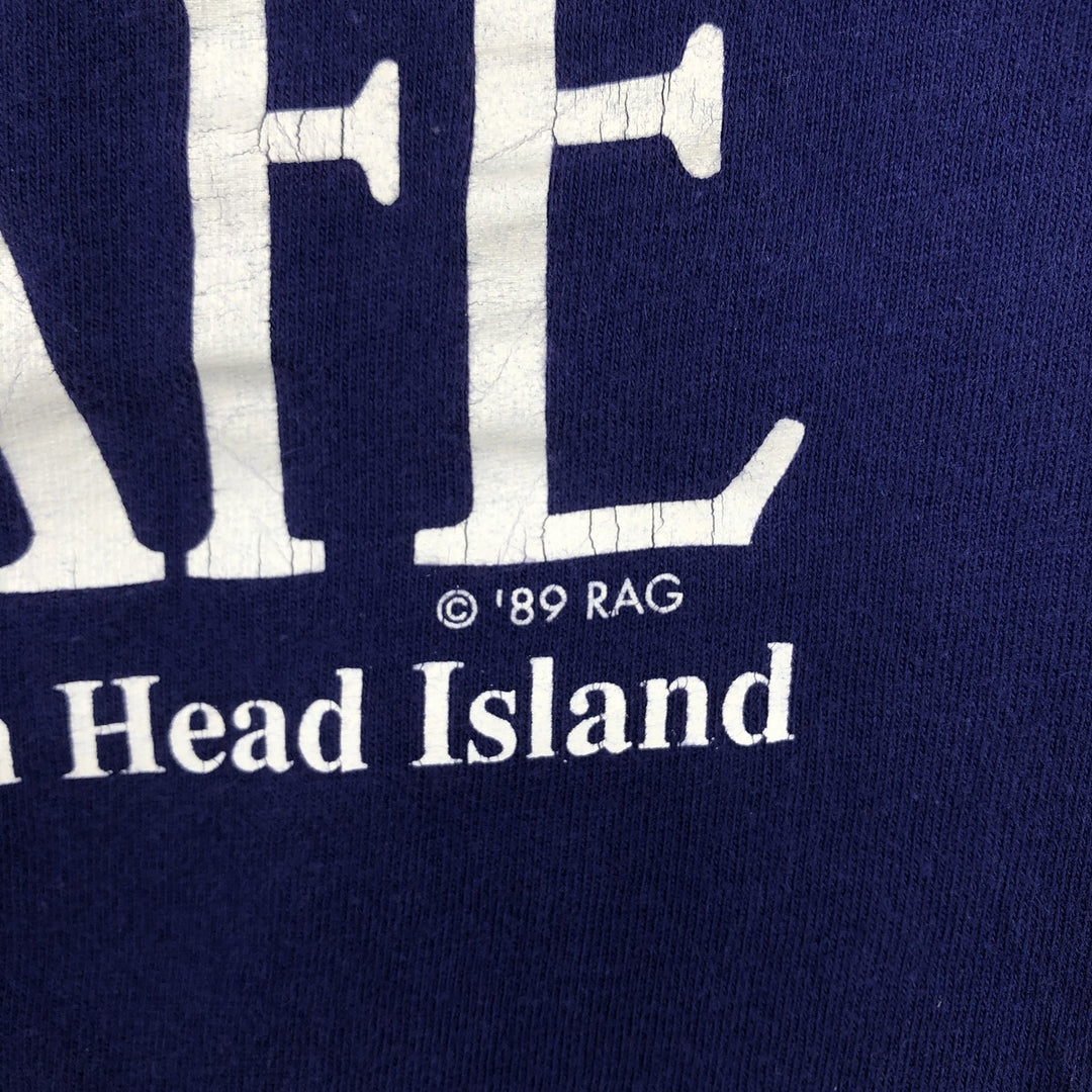 80'S Hanes BEEFY-T Salty Dog Cafe Advertising T-Shirt, Made in USA, Men's Size M (approx.), Vintage cotton blue type Vintage Second Hand