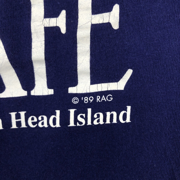 80'S Hanes BEEFY-T Salty Dog Cafe Advertising T-Shirt, Made in USA, Men's Size M (approx.), Vintage cotton blue type Vintage Second Hand
