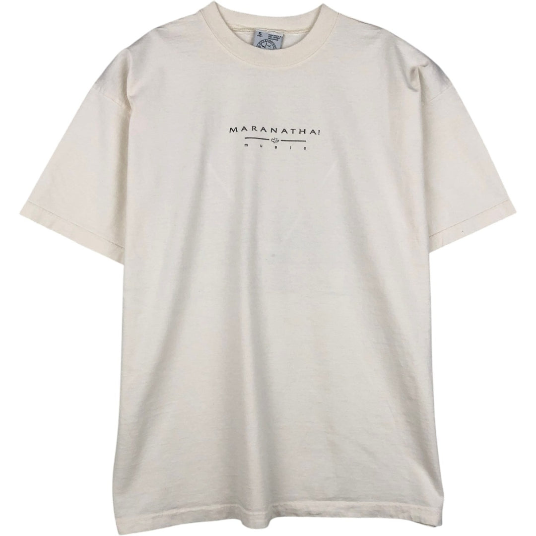 MARANATHA Print Advertising T-Shirt, Made in USA, Men's Size XL (approx.) cotton white type Vintage Second Hand