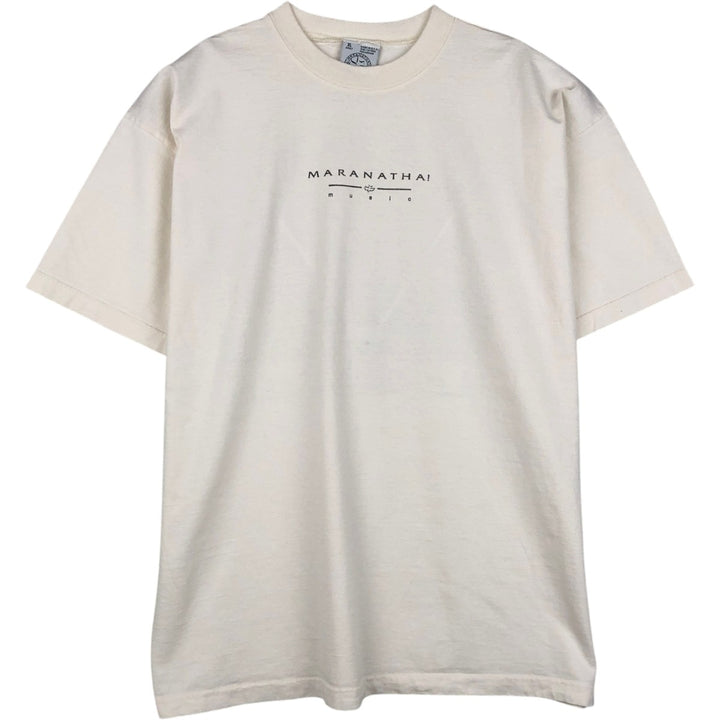 MARANATHA Print Advertising T-Shirt, Made in USA, Men's Size XL (approx.) cotton white type Vintage Second Hand