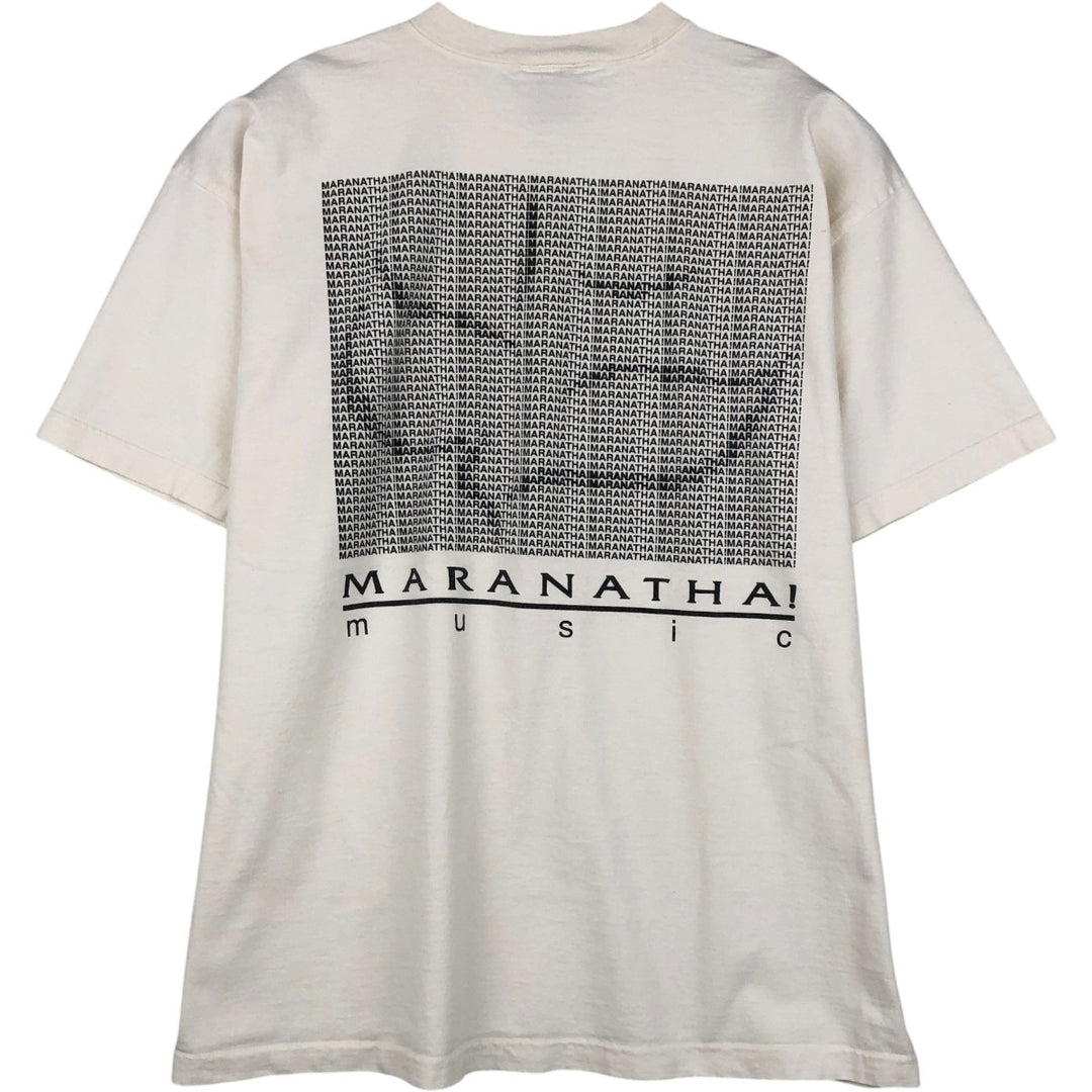 MARANATHA Print Advertising T-Shirt, Made in USA, Men's Size XL (approx.) cotton white type Vintage Second Hand