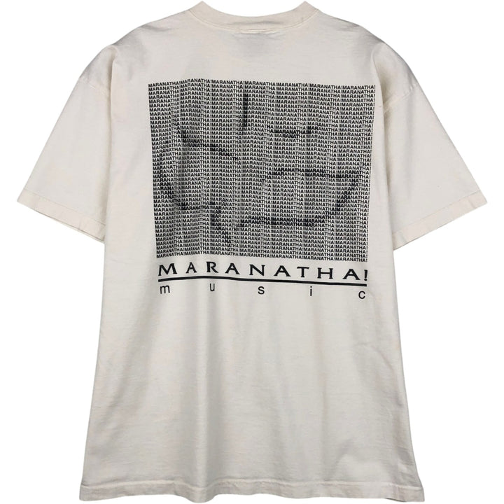MARANATHA Print Advertising T-Shirt, Made in USA, Men's Size XL (approx.) cotton white type Vintage Second Hand