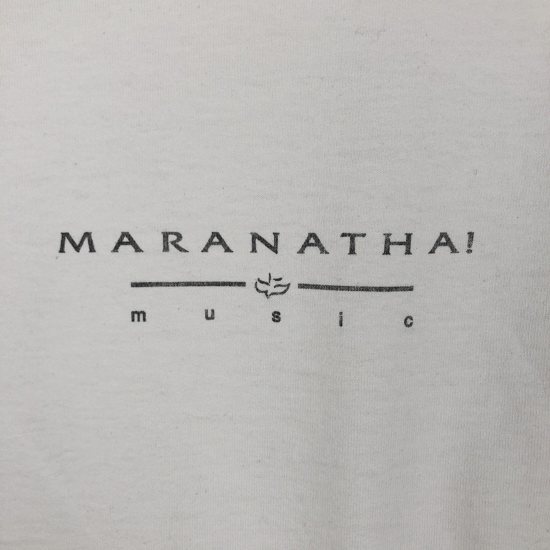 MARANATHA Print Advertising T-Shirt, Made in USA, Men's Size XL (approx.) cotton white type Vintage Second Hand