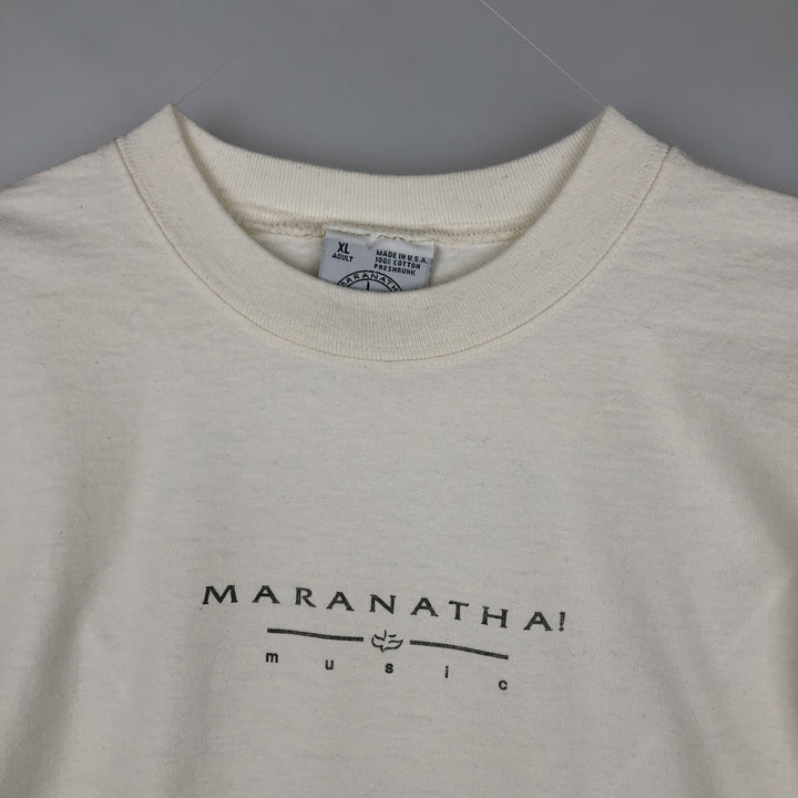 MARANATHA Print Advertising T-Shirt, Made in USA, Men's Size XL (approx.) cotton white type Vintage Second Hand