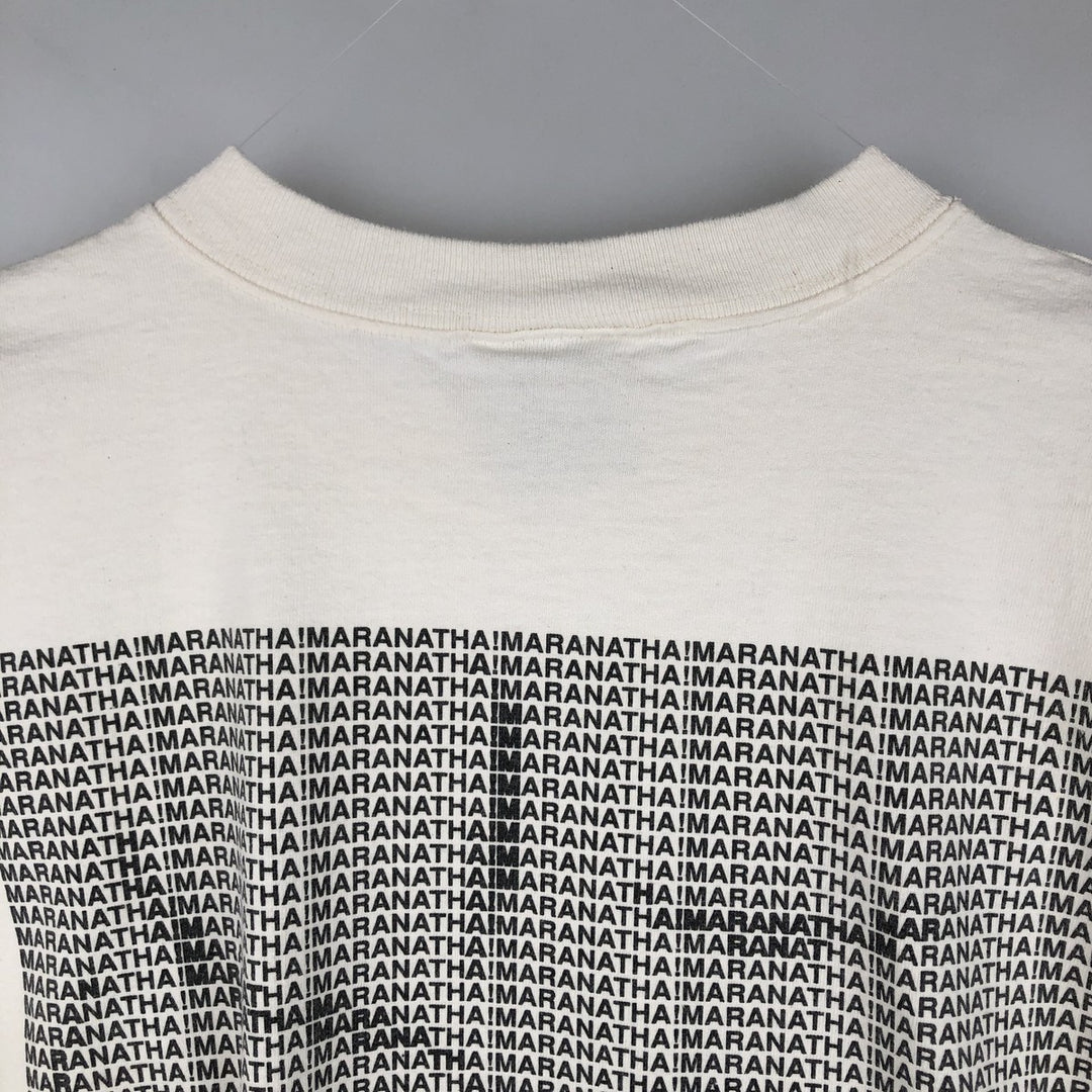 MARANATHA Print Advertising T-Shirt, Made in USA, Men's Size XL (approx.) cotton white type Vintage Second Hand