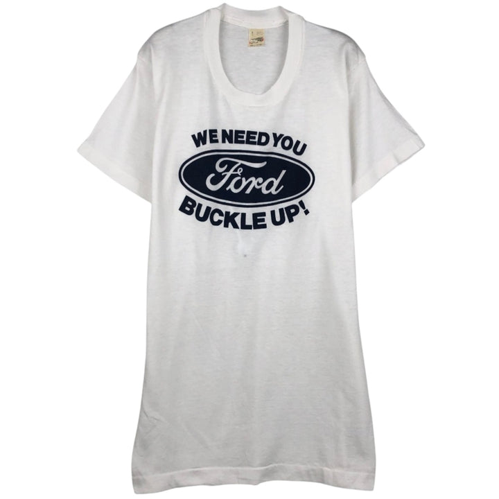 80'S Screen Stars Ford Advertising T-Shirt, Made in USA, Men's Size L (approx.), Vintage cotton white type Vintage Second Hand