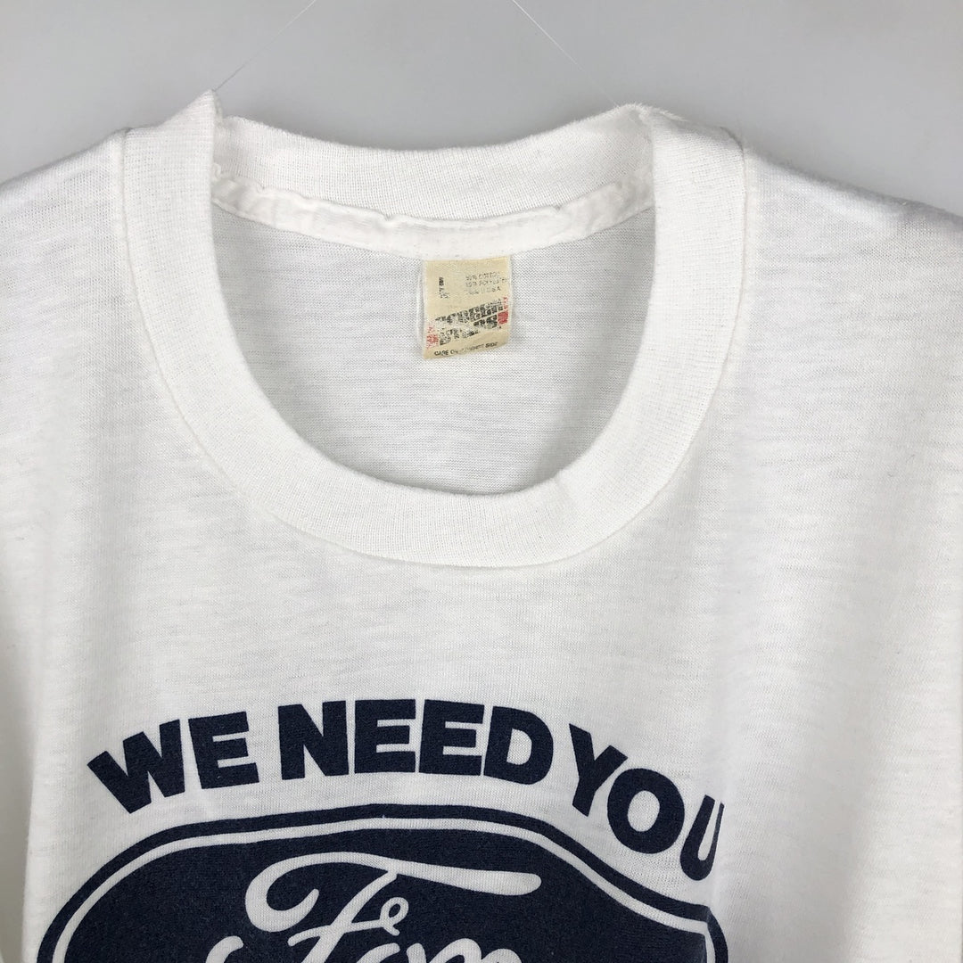 80'S Screen Stars Ford Advertising T-Shirt, Made in USA, Men's Size L (approx.), Vintage cotton white type Vintage Second Hand