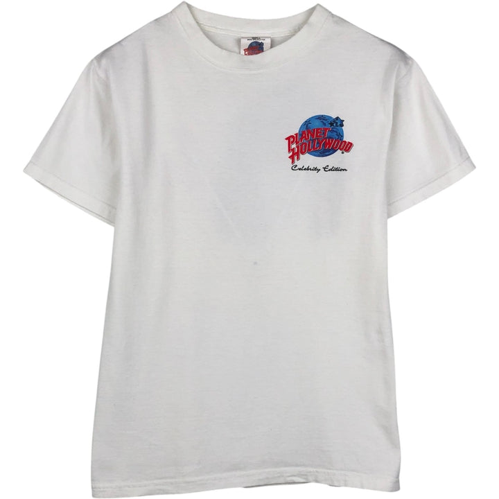 Planet Hollywood advertising T-shirt, made in the USA, men's size S (equivalent). cotton white type Vintage Second Hand