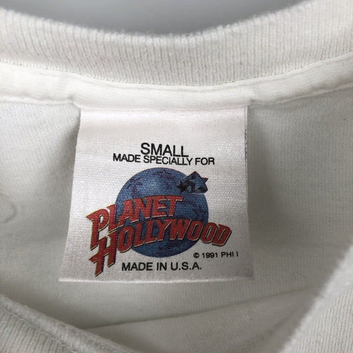 Planet Hollywood advertising T-shirt, made in the USA, men's size S (equivalent). cotton white type Vintage Second Hand