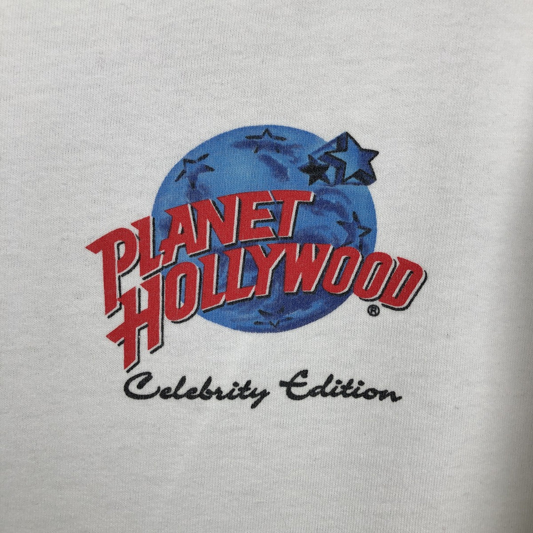 Planet Hollywood advertising T-shirt, made in the USA, men's size S (equivalent). cotton white type Vintage Second Hand