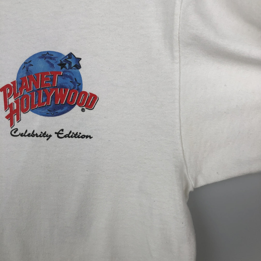 Planet Hollywood advertising T-shirt, made in the USA, men's size S (equivalent). cotton white type Vintage Second Hand