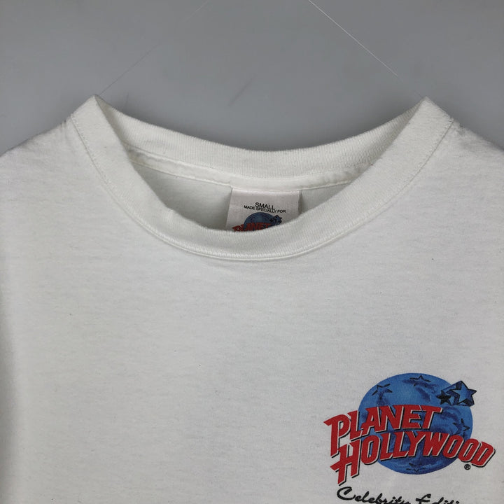 Planet Hollywood advertising T-shirt, made in the USA, men's size S (equivalent). cotton white type Vintage Second Hand