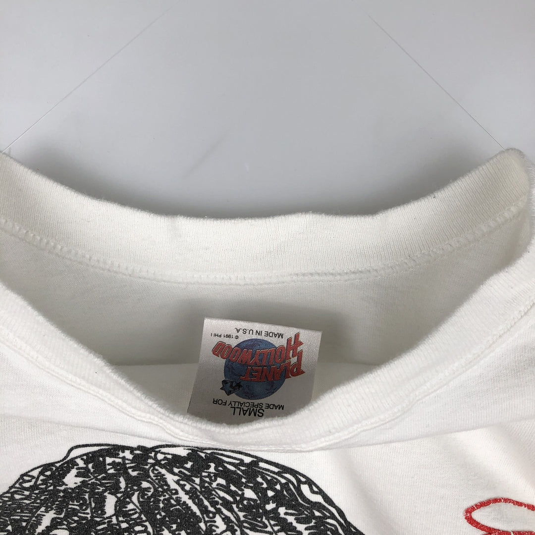 Planet Hollywood advertising T-shirt, made in the USA, men's size S (equivalent). cotton white type Vintage Second Hand