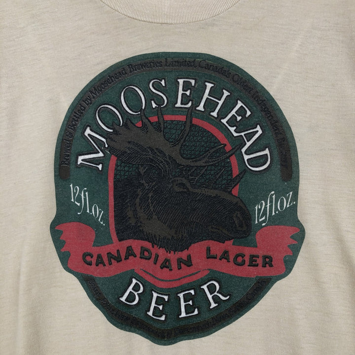 80'S Screen Stars Moosehead Beer Advertising T-Shirt, Made in USA, Men's XL equivalent, Vintage cotton Beige type Vintage Second Hand