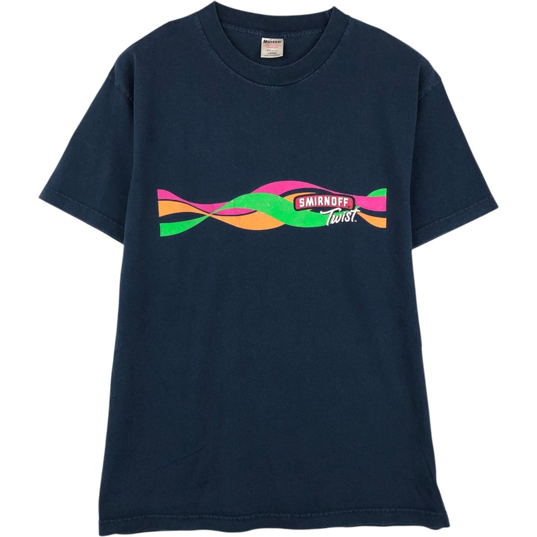 90'S Murina Smirnoff Twist Advertising T-Shirt, Made in USA, Men's Size L (approx.), Vintage cotton navy blue type Vintage Second Hand