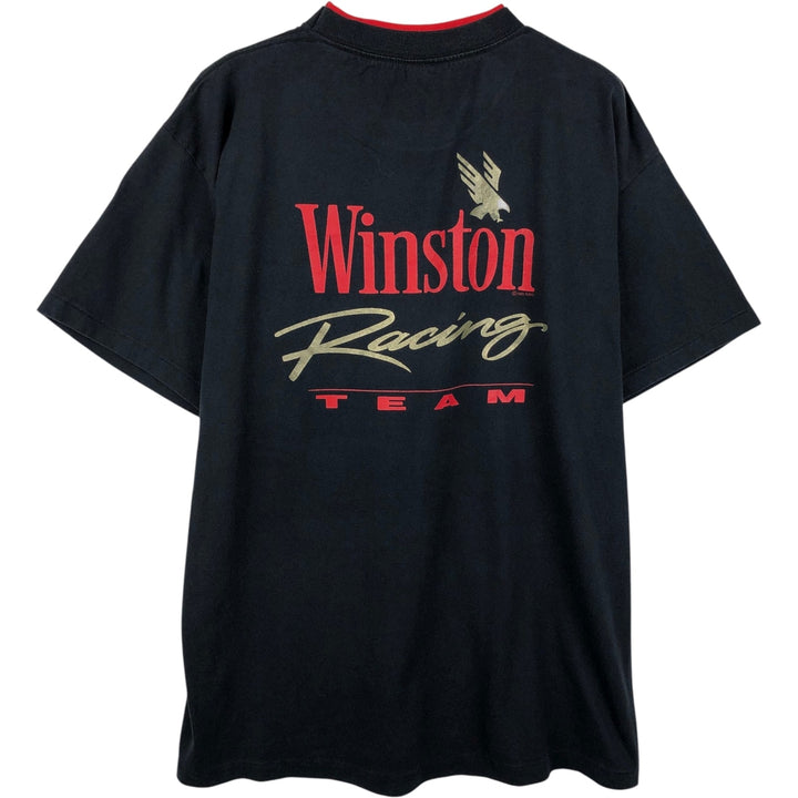 90'S American Born Winston Advertising T-Shirt, Made in USA, Men's XL equivalent, Vintage cotton black type Vintage Second Hand